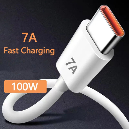 7A 100W Type C USB Cable Super-Fast Charge Cable for Huawei Mate 40 30 Xiaomi Samsung Fast Charging USB Charger Cables Data Cord 