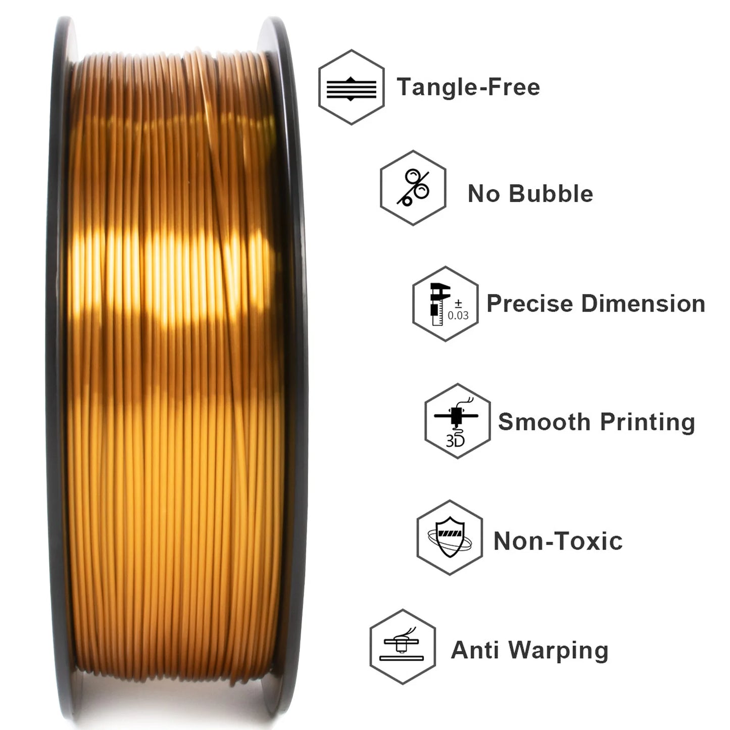 GEEETECH 10Kg 3d Silk PLA Filament 1.75mm Spool Wire For 3D Printer Material,Safety, Vacuum packaging