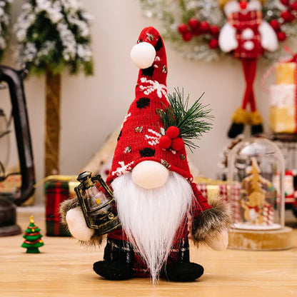 Christmas Decorations Gnome Plush doll Knitted Hat Dwarf Doll Christmas Ornaments Handheld Crutch Faceless Doll Xmas Kids Gift