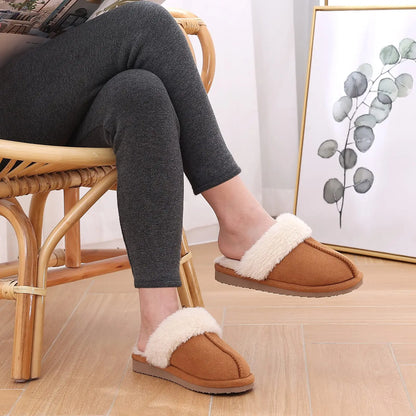 Comwarm Fuzzy House Slippers For Women Winter Plush Slippers Soft Flats Fluffy Furry Slippers Warm Home Slippers Indoor Outdoor