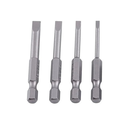 4pcs 50mm Slotted Screwdriver Bit Magnetic Flat Head Screwdrivers 1/4 Inch Hex Shank Screw Drivers Bits Hand Tools SL3.0-SL6.0