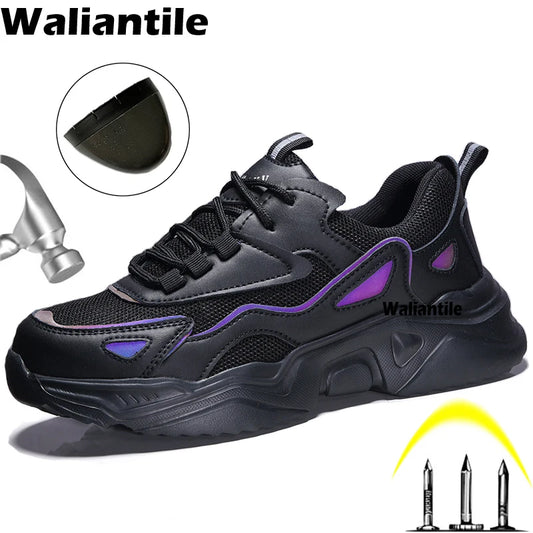 Waliantile Men Women Safety Shoes Sneakers For Industrial Working Puncture Proof Work Boots Indestructible Steel Toe Footwear