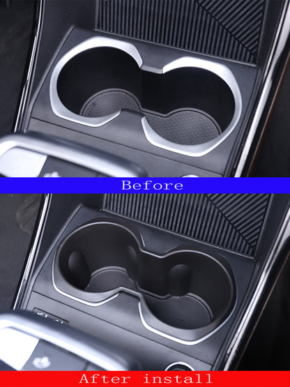 For BMW X1 U11 2023-2024 TPE Black Car Center Console Water Cup Holder Storage Box Car Interior Accessories