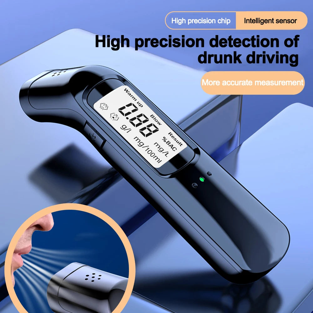 Alcohol Tester Non-Contact High Precision Alcohol Tester USB Rechargeable Breathalyzer Diagnostic Tool With LCD Digital Display