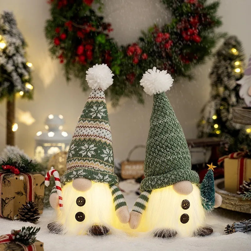 30CM Glowing Knitted Gnome Doll with Led Night Light Christmas Decorations 2024 Home Xmas Tree Decor Navidad New Year 2025 Gift