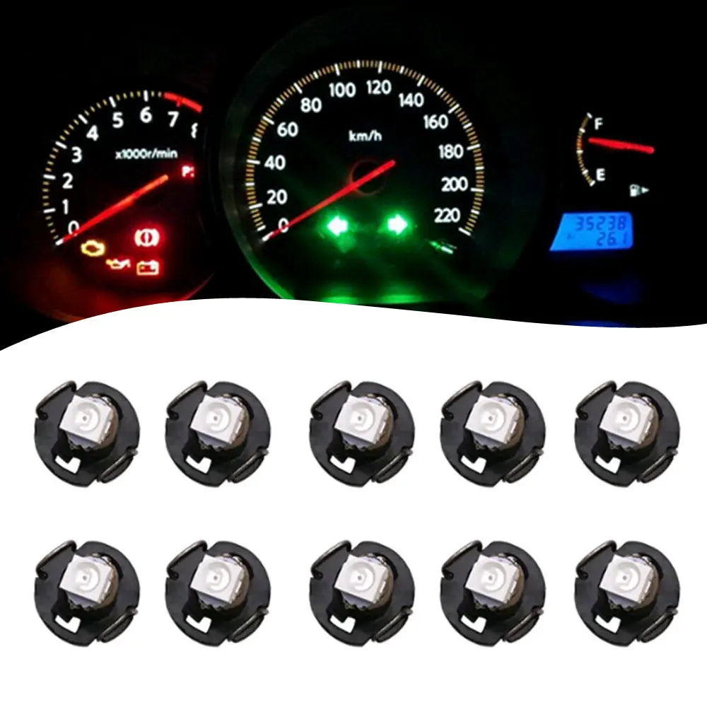 10Pcs T3 LED 3528 1SMD Instruments Panel Light Car Cluster Gauges Dashboard Lamp Wedge Bulbs Universal Car Lights Accessories