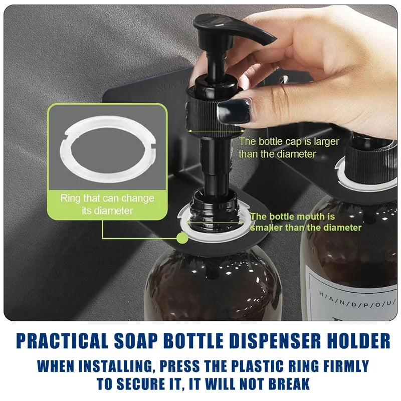 Brown Hand Soap Bottle Set with Sticker Shower Gel Household Shampoo Dispenser 500ml Liquid Container Bathroom Accessories