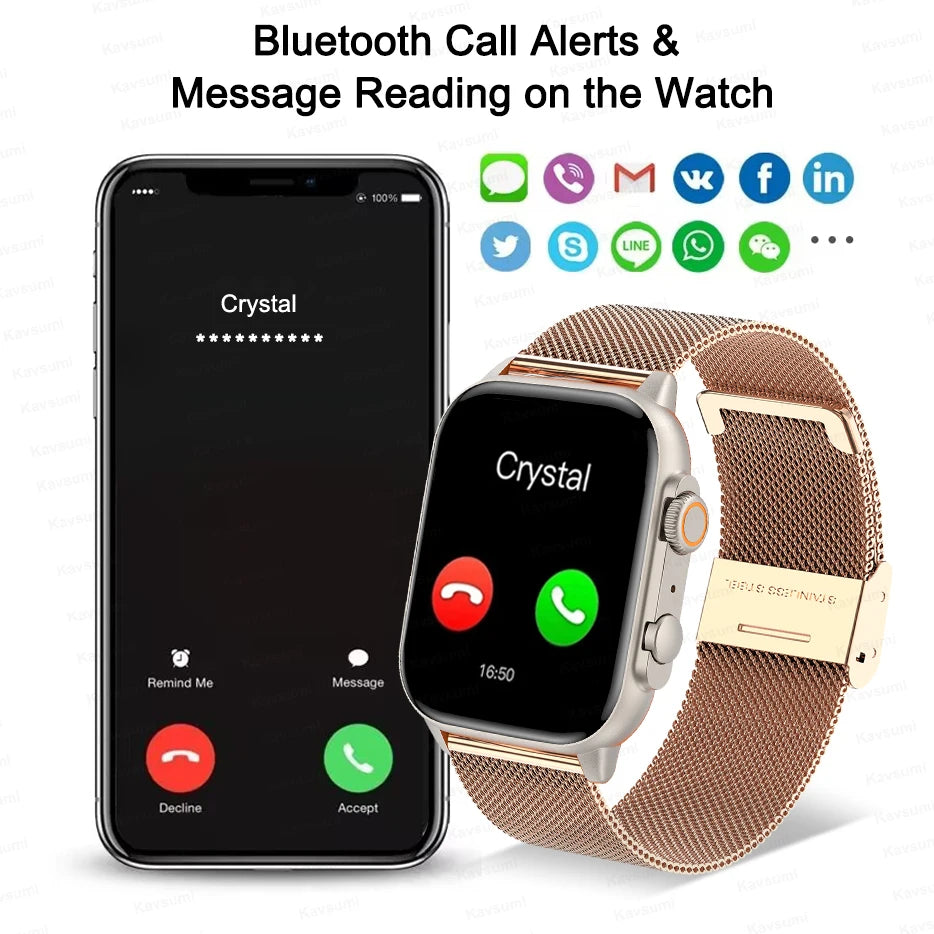 2024 NFC Smartwatch AMOLED Screen Always show Time Bluetooth Call Ultra Watch Series 8 Clock Men Sport Health Women Smart Watch