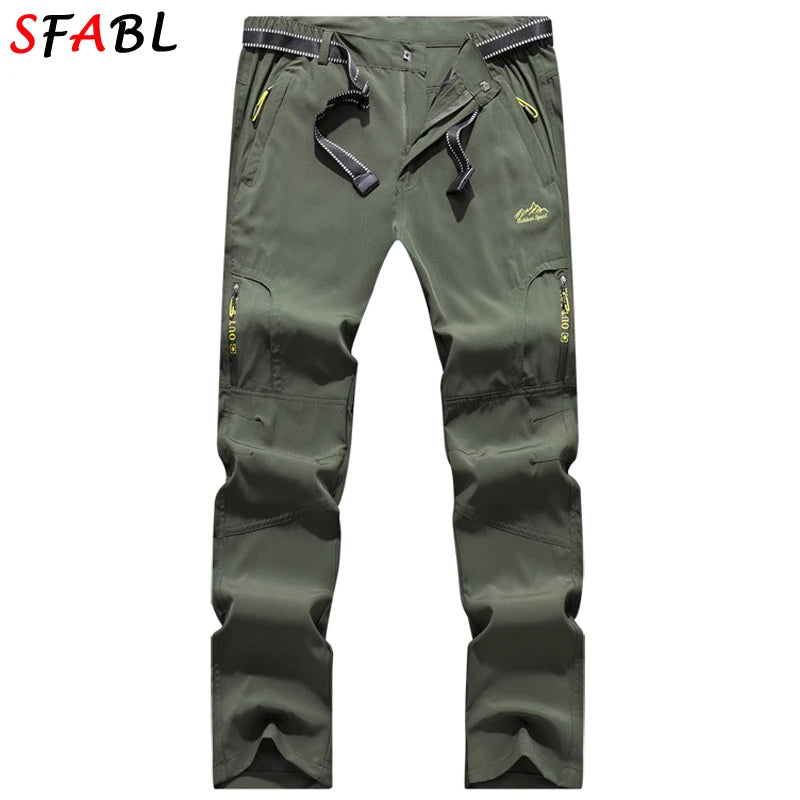 L-5XL Summer Men's Outdoor Hiking Pants Lightweight Quick Dry Fishing Jogging Camping Pants Men Travel Trousers Zipper Pockets