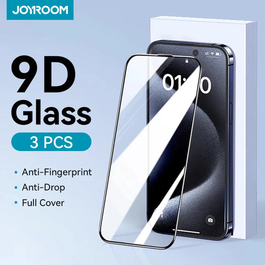 Joyroom 1/2/3pcs HD Glass Screen Protector for iPhone 16 15 14 13 12 11 Pro Max Full Screen Tempered Glass Protection for iPhone 