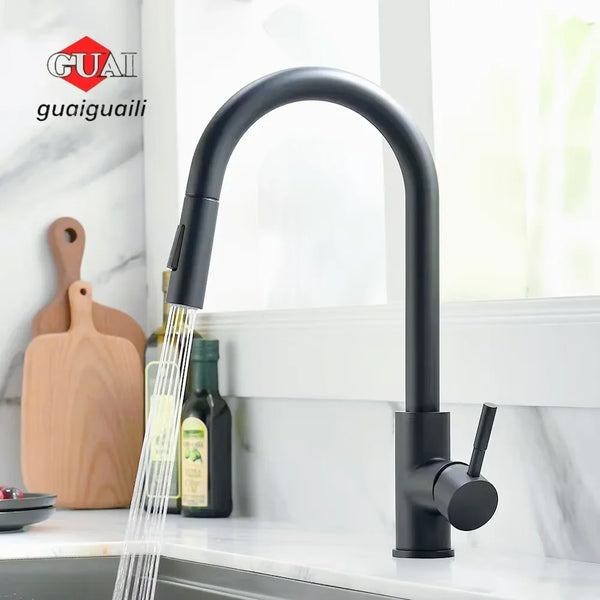 Rubinetti per lavabo da cucina G3/8, rubinetto di superficie color argento, rubinetti per lavello da bagno, rubinetto da cucina estraibile, rubinetto miscelatore a foro singolo G1/2 kro