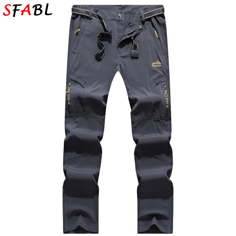 L-5XL Summer Men's Outdoor Hiking Pants Lightweight Quick Dry Fishing Jogging Camping Pants Men Travel Trousers Zipper Pockets