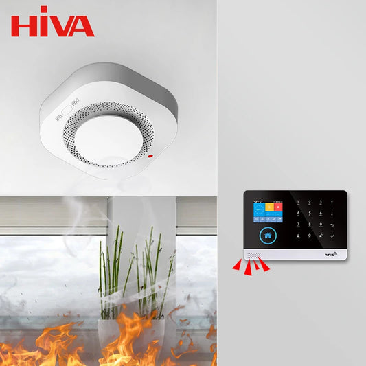 HIVA Wireless 433MHz Smoke Detector Fire Protection Home Alarm for Home Office Connect Alarm System Security Firefighters PA-441 