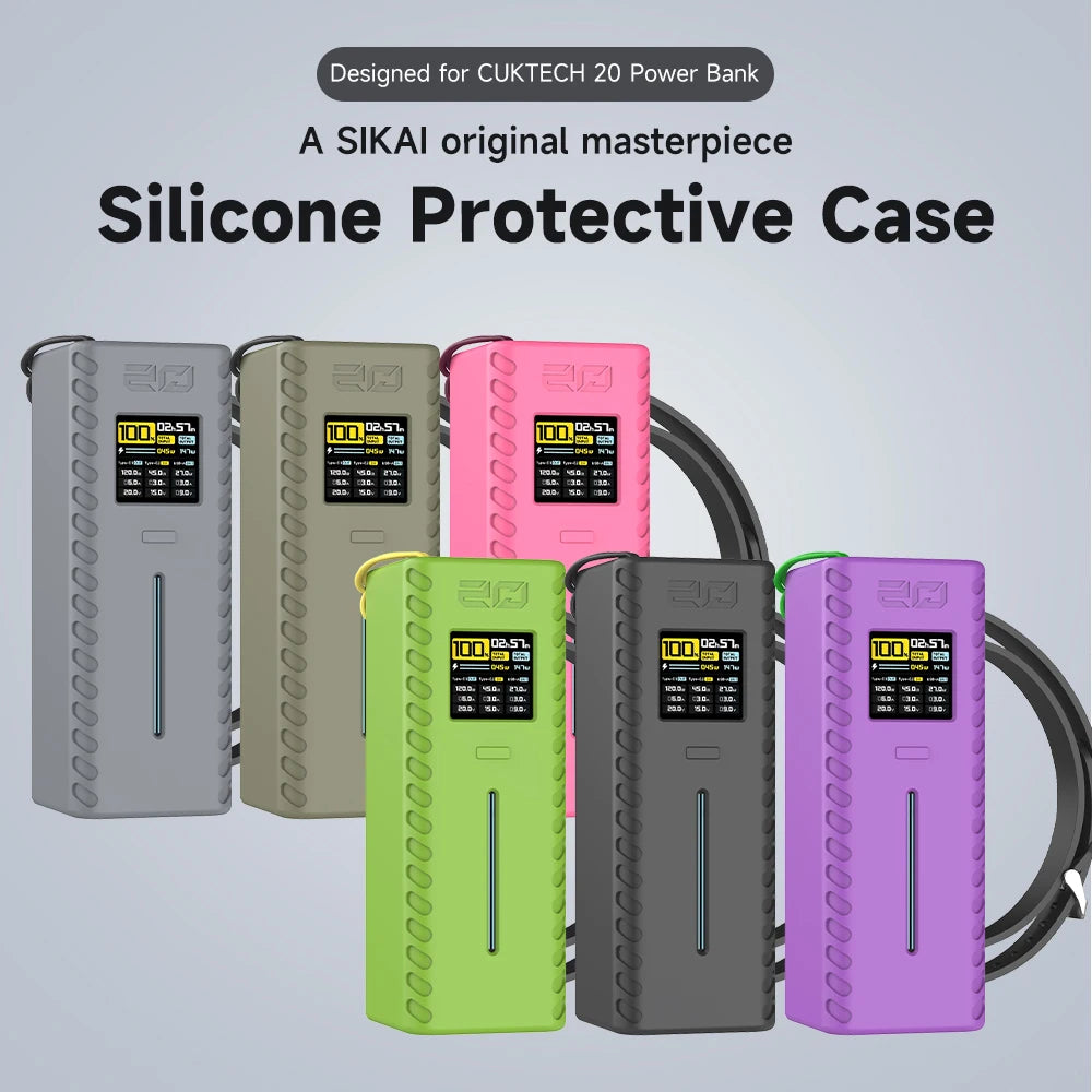 Silicone Case for CUKTECH No.20 Power Bank TF Sim Card Eject Pin Needle Storage Case USB C Cable Organizer with handle design