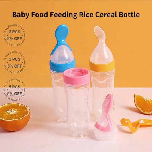 Infant Baby Squeezing Feeding Spoon Baby Silicone Baby Feeding Vegetable Fruit Bottle Baby Dish Scale spoon &amp; hand towel set