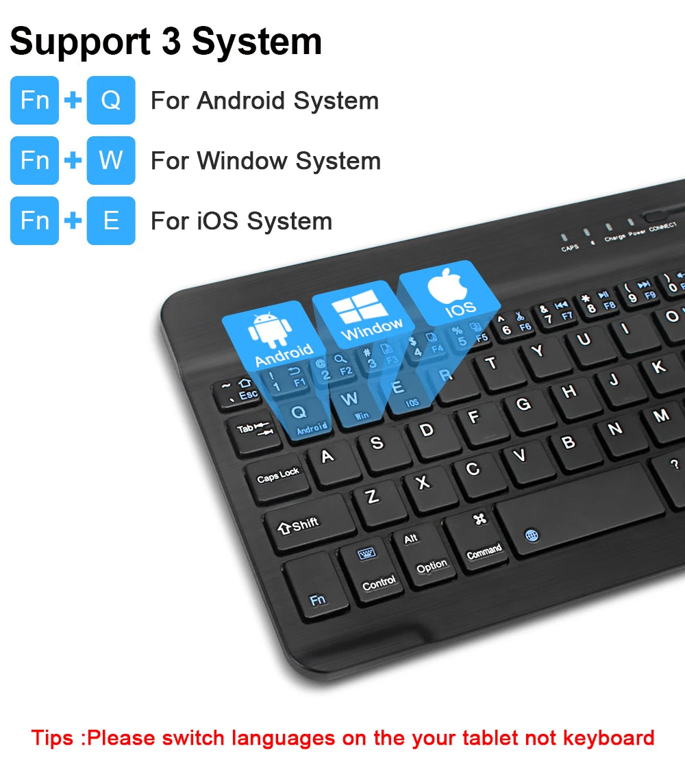 Bluetooth Wireless Keyboard Mouse For IOS Android Windows Tablet For iPad Air Mini Pro Spanish Korean Portugal Russian Keyboard