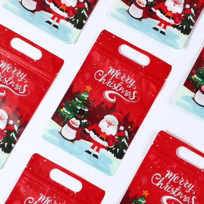 Christmas Penguin Santa Zipper Stand Bag Navidad Natal Noel Candy Cookie Bag Merry Christmas Decor For Home 2024 New Year 2025