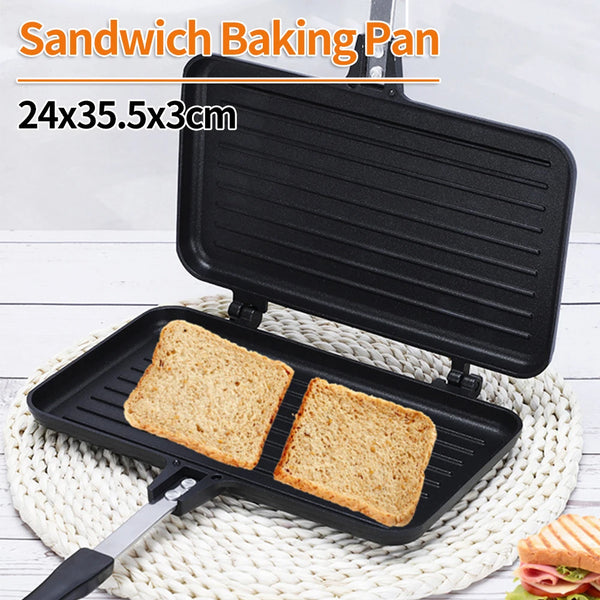 Padella antiaderente per pane a doppio lato, piastra per barbecue, stampo per tostapane, resistente al calore, utensili da cucina per waffle e pancake.