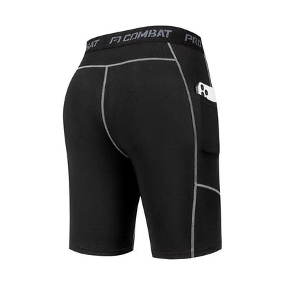 Men's Compression Shorts Men Gym Workout Quick Dry Running Sport Fitness Shorts Pocket Fitness Shorts Shorts Training Tight A4F5