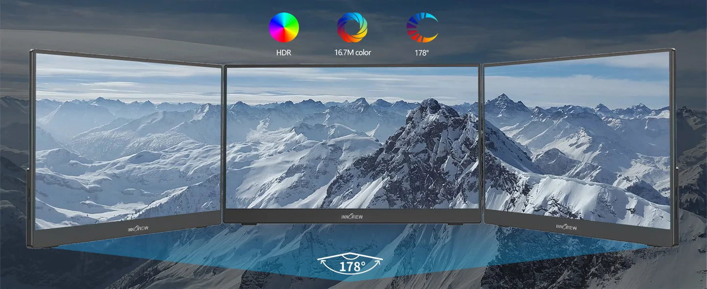 InnoView 15.6" Portable Monitor Touch Screen 1080P 1200:1 HDMI USB C Travel Monitor for Laptop, PC, Mac, Phone, Switch, PS