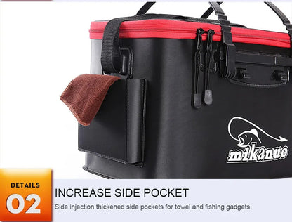 Mikanuo EVA Portable Folding Bucket For Fish Water With Handle Leakproof Outdoor Fishing Gear Black/Orange Tackle Bag