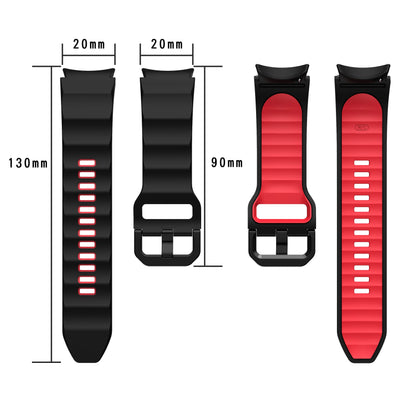 Silicone Strap for Galaxy Watch 5 Pro 45mm Silicone Wave Ocean Band for Samsung Galaxy Watch 5 4 Strap 40 44 45 Red Black