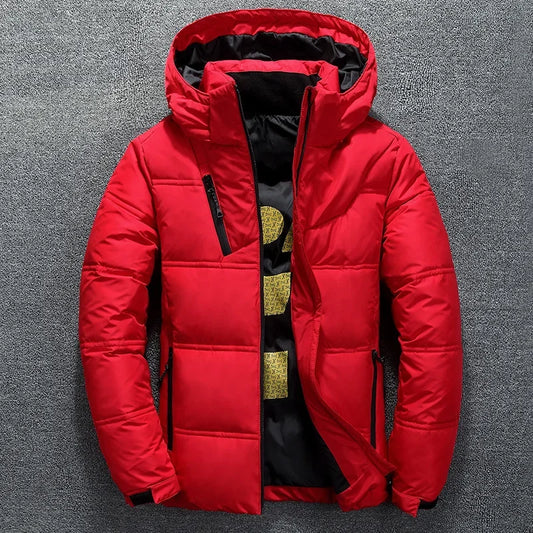 Winter Warm Men Jacket Coat Casual Autumn Stand Collar Puffer Thick Hat White Duck Parka Male Men's Winter Down Jacket With Hood 