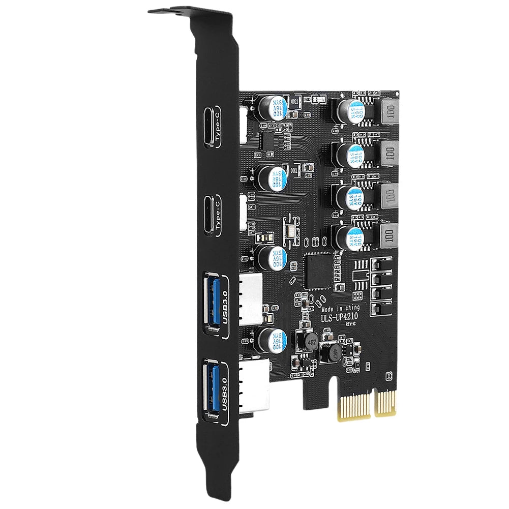 PCI Express Card  2Port USBA/ USBC 5Gbps USB3.2 Gen1 USB3.0 PCIE Card Expansion Add on Card Adapter for Windows/MacOS/Linux