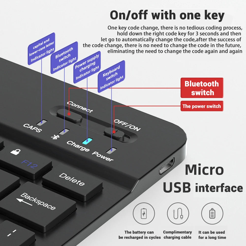 Bluetooth Wireless Keyboard Mouse For IOS Android Windows Tablet For iPad Air Mini Pro Spanish Korean Portugal Russian Keyboard