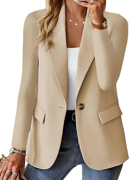 casual long sleeve suit jacket office lady spring autumn fashion elegant solid turn down collar blazer coats for women 2023