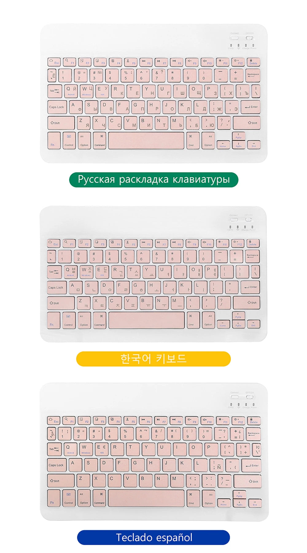 Bluetooth Wireless Keyboard Mouse For IOS Android Windows Tablet For iPad Air Mini Pro Spanish Korean Portugal Russian Keyboard