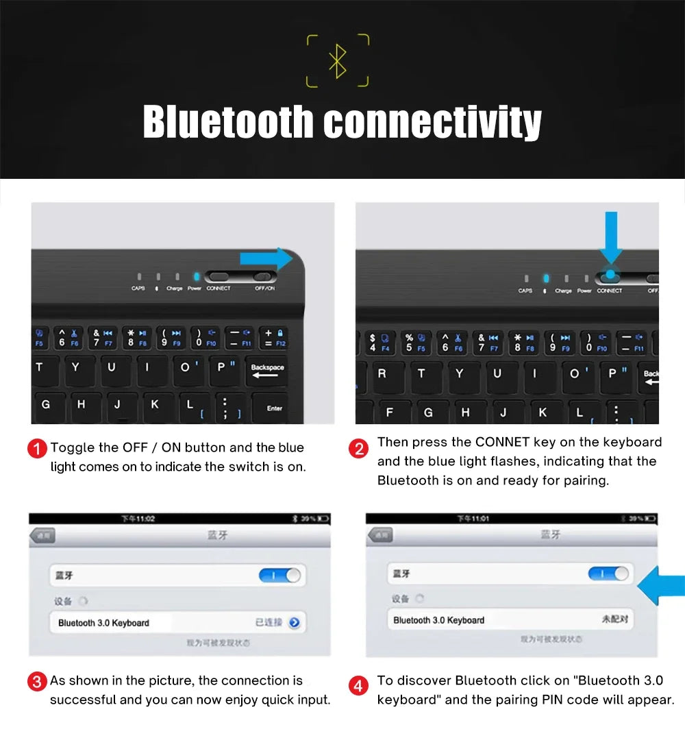 Tablet Wireless Keyboard For iOS Android Windows For iPad Huawei Samsung Xiaomi Teclado Bluetooth-compatible Keyboard and Mouse