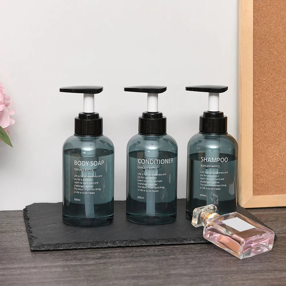 Refillable Shampoo Conditioner Body Wash Dispenser Set Printed Letters Bathroom Soap Bottle Dispenser Shower Pump Shampoo 1PC3PC