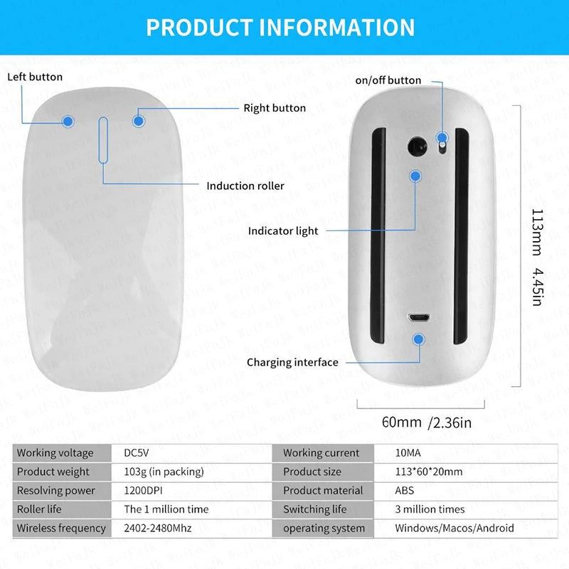 For Apple Original Wireless Bluetooth Touch Magic Mouse For Macbook Pro Air Mini Laptop Tablet PC iPad Gaming Ergonomico Mouse