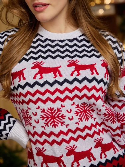 2024 New Family Christmas Matching Sweaters Women Men Kids Warm Thick Jumper Parent-child Soft Casual Pullover Xmas Look Clothes