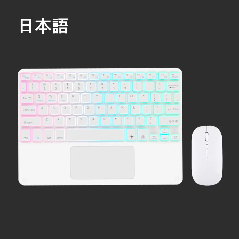 Bluetooth Keyboard for Tablet Android IOS Windows Wireless Mouse Keyboard Bluetooth-compatible Rainbow Backlit Keyboard for IPad