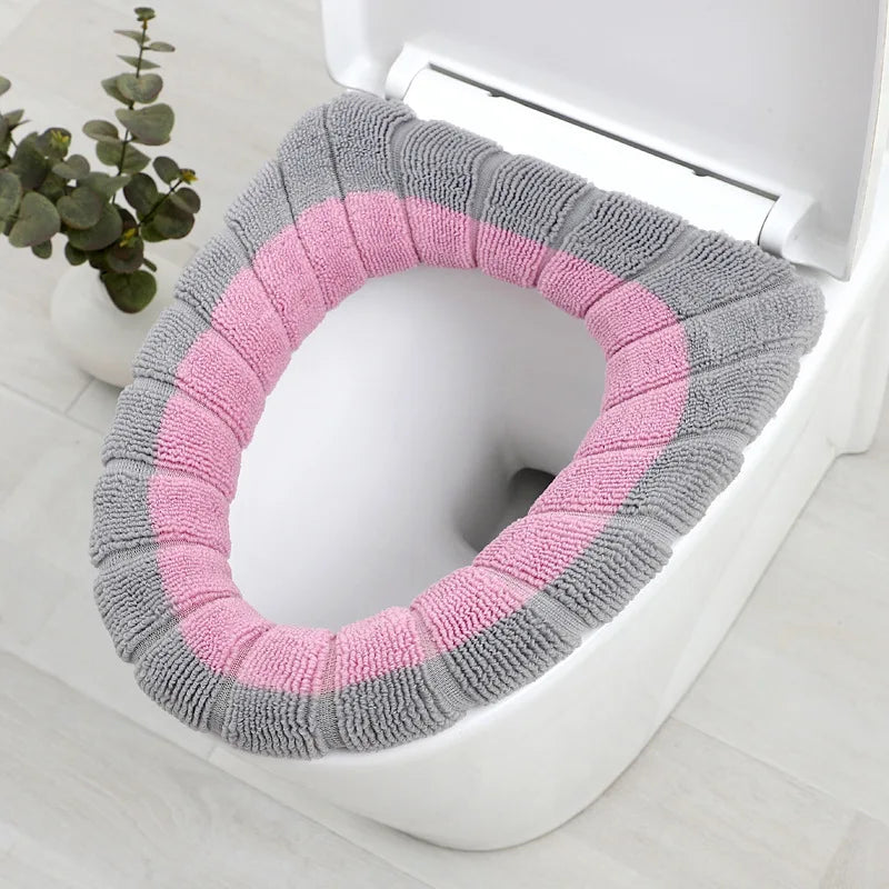 Winter Warm Toilet Seat Cover Waterpoof Soft Closestool Mat Bathroom Pad O-shape Toilet Seat Bidet Toilet Cover Accessories