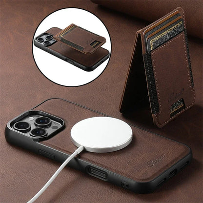 2 In 1 Luxury Magsafe Wallet Leather Phone Case For iPhone 16 15 14 13 12 Pro Max Plus 16 Pro Magnetic Flip Card Holder Cover