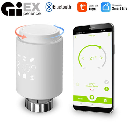 Smart Thermostatic Radiator Valve Actuator Bluetooth TRV Programmable Temperature Controller Alexa Tuya Google Assistant