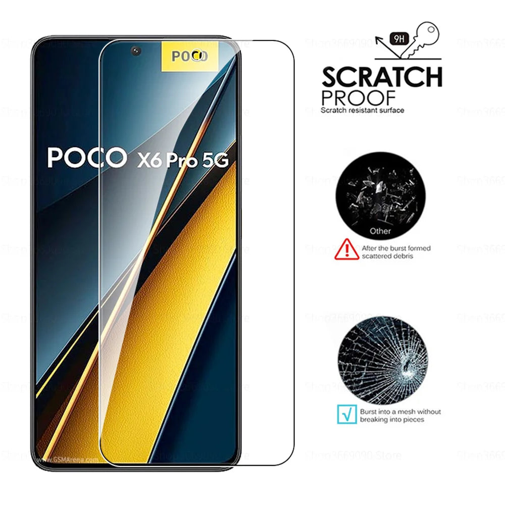 6in1 Protective Glass Case For Xiaomi Poco X6 Pro 5G Tempered Glass Poko Little X6 X 6 X6Pro PocoX6 Camera Protector Cover Film