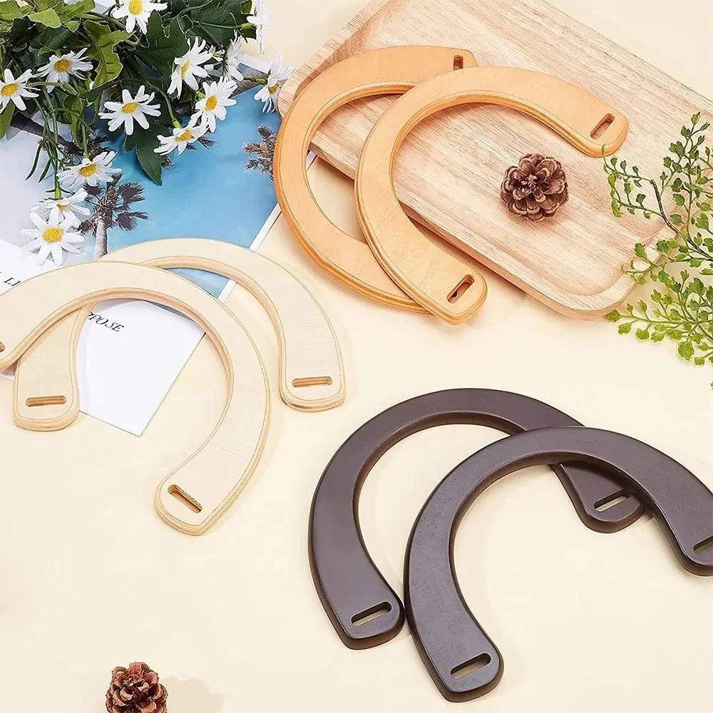 Detachable U-shaped Wooden Handles Shoulder Bag Strap Handbag Gift Box Replacement Handles 18.5cm DIY Purse Luggage Accessories