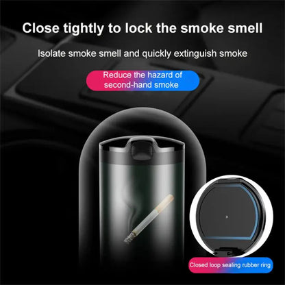 Aluminum Smokeless Auto Ashtray Household Ashtray Cigarette Ashtray Holder Decor Automatic Light Indicator Ashtray Durable