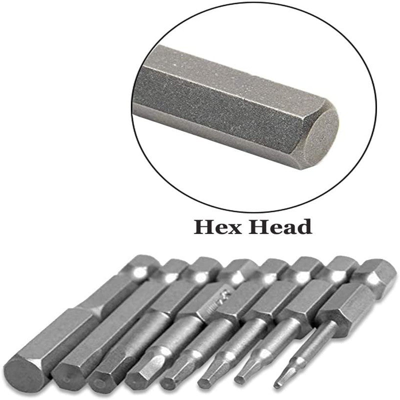 8Pcs Steel Magnetic Allen Wrench Screwdriver Drill Bits Set H1.5-H8 Hex Head Screw Driver Drilling Bit with 1/4 inch Hex Shank