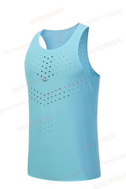 Men Gym Shirt Street High Quality Sleeveless T-shirts Quick Dry Tank Tops Workout Fitness Singlets Mesh Breathable Sport Vest