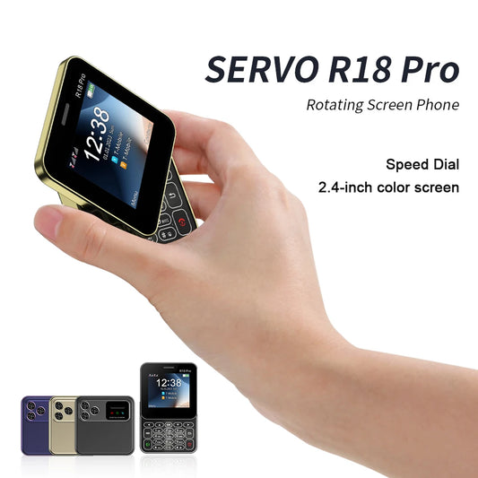 SERVO R18 PRO Side Slider Phone 2G Network 2 SIM Cards Magic Voice FM Rotation Display Compact Keyboard Mobile Phones New Style