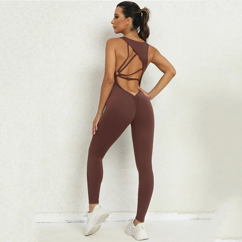 Seamless Yoga Jumpsuits Sports Fitness One-Piece Yoga Sleeveless Workout Clothes Running Sportswear Tight Training Tracksuits