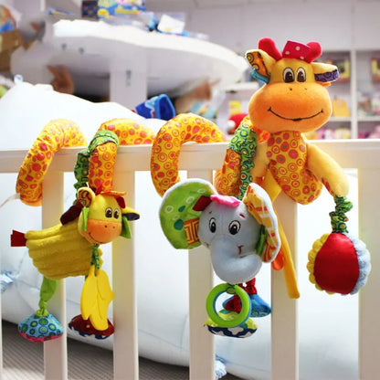 Baby Rattles Toys Baby Plush Animal Rattle Mobile Infant Stroller Bed Crib Spiral Hanging Toys for Baby Toys 0-12 Months