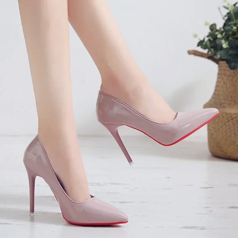 2024 New Women's High Heels Red Sole Pointed Toe Stiletto Heels Classic Style Wedding Dinner Complete Colors Shallow Top Shoes