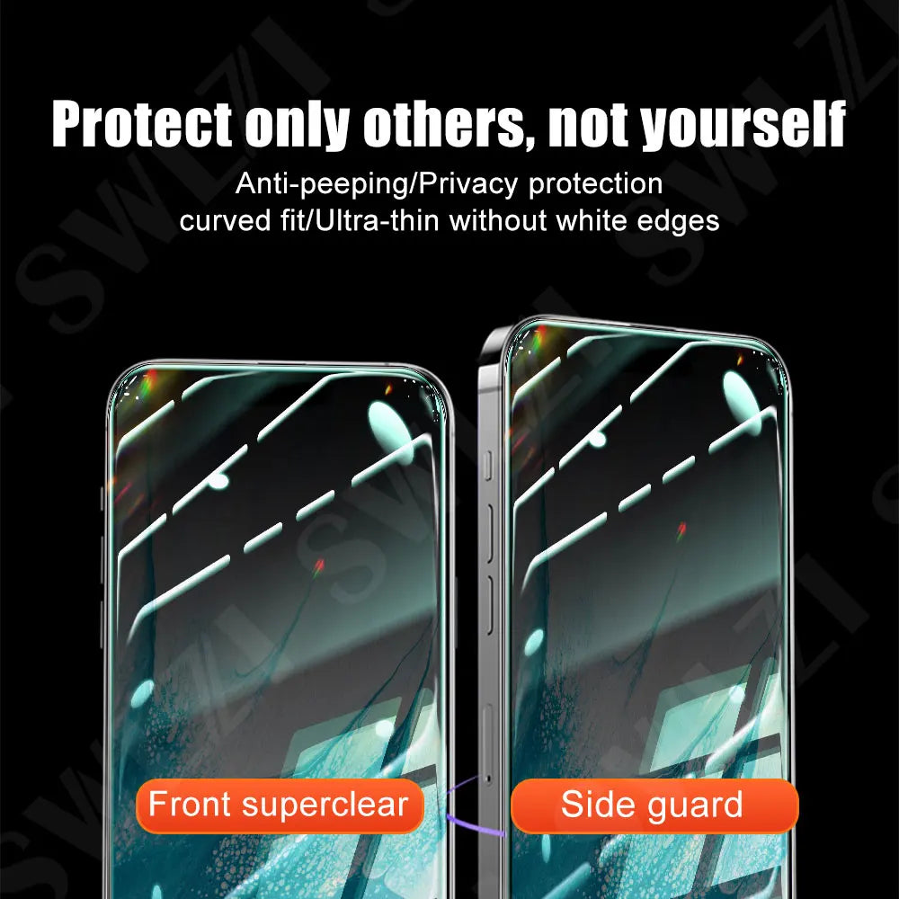 6Pcs Glass Smartphone Screen Protector for iPhone 16 15 Plus Green Light Privacy Protective Film 14 Pro 13 Tempered Glass 12 11