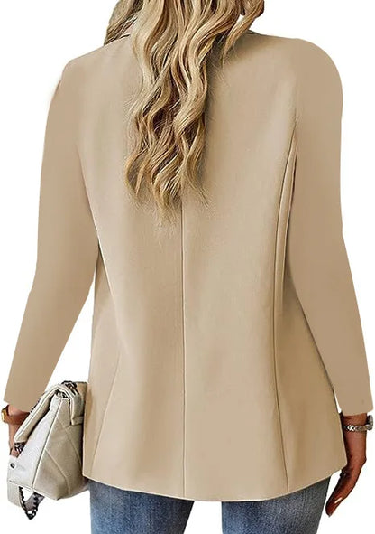 casual long sleeve suit jacket office lady spring autumn fashion elegant solid turn down collar blazer coats for women 2023